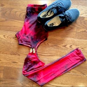 ✨Black & Red Suspender Leggings✨